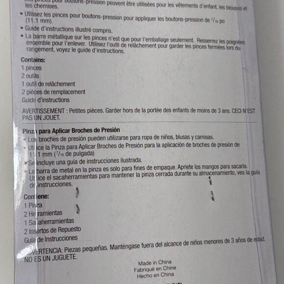 Dritz Snap Fastener Pliers 6710T For 7/16" Snaps With Tools & Instructions NEW - Picture 5 of 7